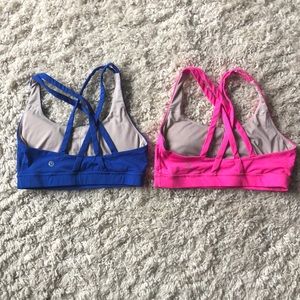 Lululemon sports bras, size 8, great condition, hot pink and royal blue